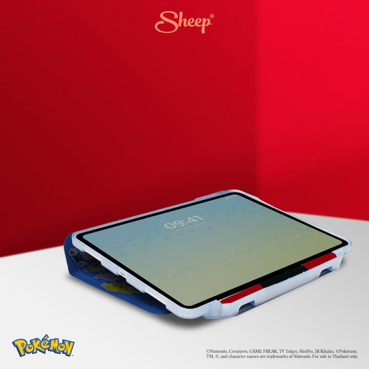 Pokémon โปเกมอน Pikachu พิคาชู iPad Case กันงอ เคส ไอแพด ลิขสิทธิ์แท้ สี ดำ น่ารัก ปลอกปากกา
