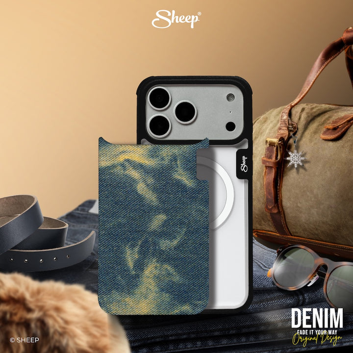 เคส case keychain พวงกุญแจ iPhone 17 Pro Max ไอโฟน ยีนส์ Jeans ถอดได้ magsafe แม่เหล็ก สี ฟ้า เดนิม Denim แถมฟรี
