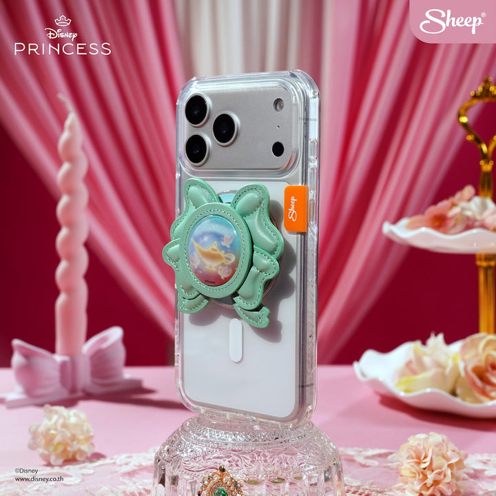 Phone Grip เคส case Jasmine จัสมิน ที่แปะมือถือ MagSafe ลิขสิทธิ์แท้ Disney Princess เจ้าหญิง Bow แม่เหล็ก โบว์ สีเขียว