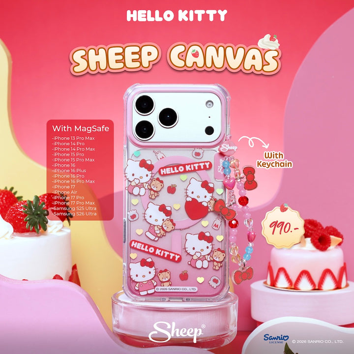 เคส hello kitty sanrio คิตตี้ ลายน่ารัก case iphone magsafe ไอโฟน ลิขสิทธิ์แท้ ซานริโอ้ สีแดง ชมพู canvas มีของแถม กันกระแทก