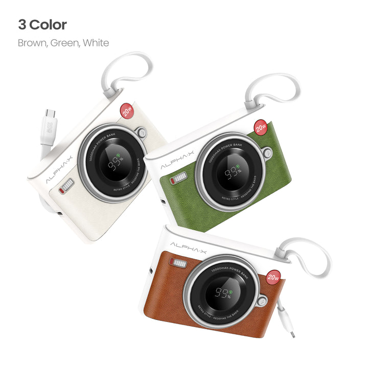 แบตสำรองน่ารัก ๆ พกพาสะดวก รูปกล้องสีขาว กล้องสีน้ำตาล กล้องสีเขียว