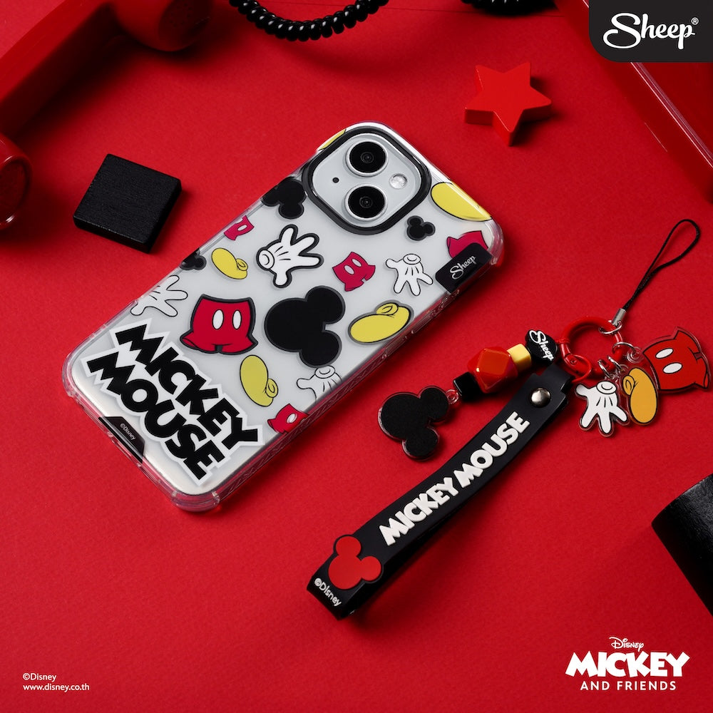 เคสไอโฟน มิคกี้ เมาส์ แบบใส iconic แถม สายห้อยมือถือ iPhone case mickey mouse