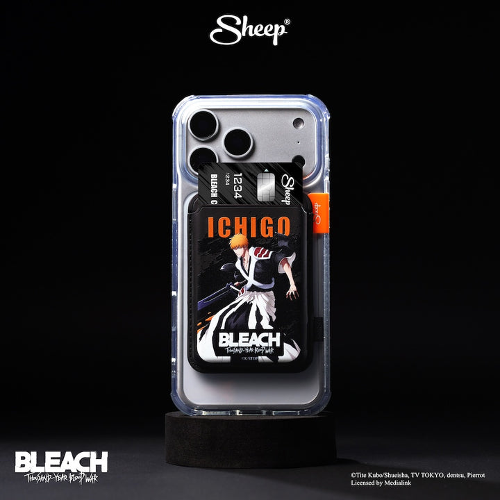 เคสใส่บัตร คุโรซากิ อิจิโกะ bleach บลีช เทพมรณะ ss8 phone wallet สีดำ ที่ใส่บัตร แปะมือถือ kurosaki ichigo