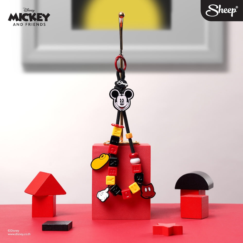 สายห้อย มือถือ มิคกี้เมาส์ สีดำ แดง ลูกปัด  phone charm mickey iconic ดิสนีย์