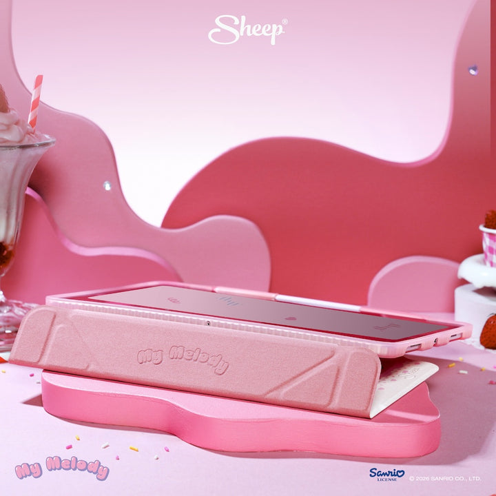 my melody ipad case sanrio เคสไอแพด มายเมโลดี้ กันกระแทก กันงอ ลิขสิทธิ์แท้ สีชมพู ขาว แถม ปลอกปากกา พับได้ แนวตั้ง นอน