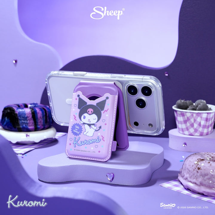 kuromi magsafe wallet stand phone accessories คุโรมิ สีม่วง ใช้คู่เคส sanrio ที่ใส่บัตร แปะมือถือ กาง ตั้งได้ ซานริโอ้