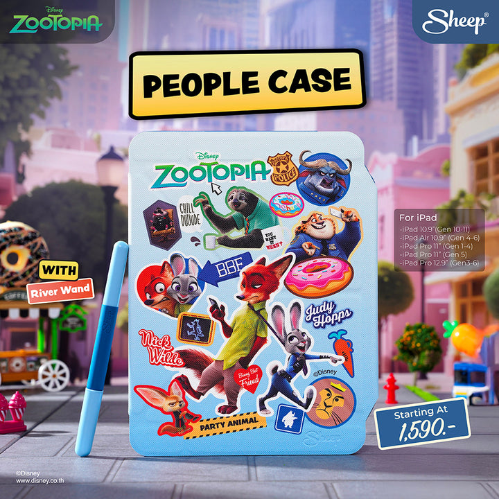 เคสไอแพด ซูโทเปีย สีฟ้า iPad case zootopia แถม ปลอกปากกา ลิขสิทธิ์แท้