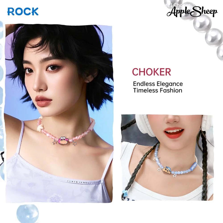 Rock shinchan กล่องสุ่ม ชินจัง สายคล้องมือถือ choker สร้อยคอ รูปดาว phone charm