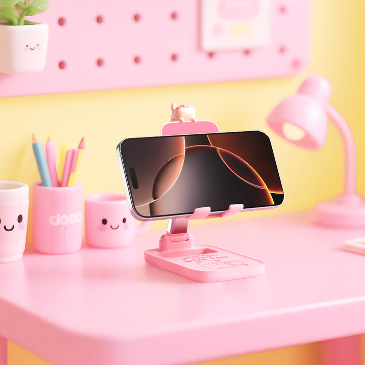 ขาตั้งมือถือ หมู ลูลู่ rock phone stand lulu the piggy สีชมพู ปรับได้ พับเก็บได้