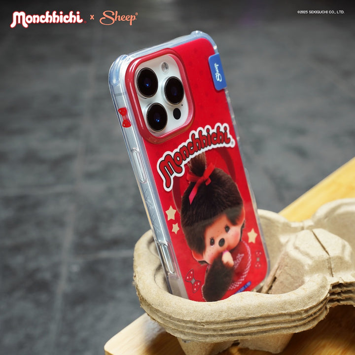 เคสไอโฟน สีแดง แบบทึบ ม่อนชิชิ monchhichi iphone case magsafe กันกระแทก