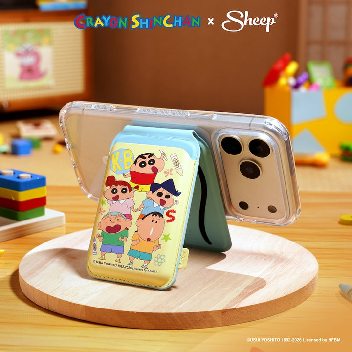 Crayon Shinchan ชินจัง สีฟ้า สีเหลือง ห้องทานตะวัน เนเน่จัง คาซามะคุง มาซาโอะคุง โบจัง magsafe ใช้คู่เคส ที่ใส่บัตร แปะมือถือ