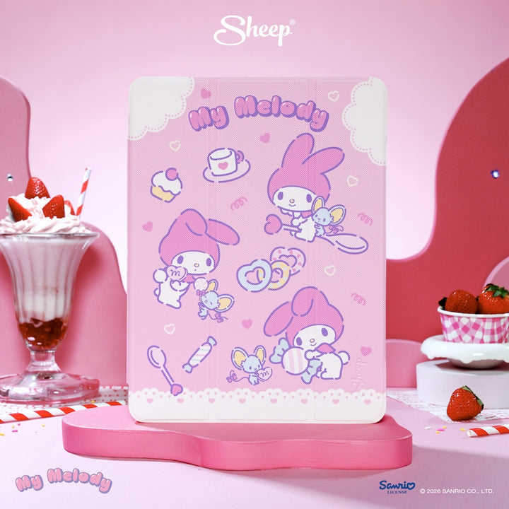 my melody ipad case เคสไอแพด มายเมโลดี้ ซานริโอ้ สีชมพู ขาว ลิขสิทธิ์แท้ sanrio กันกระแทก พกง่าย น้ำหนักเบา