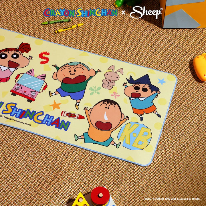 แผ่นรองเมาส์ ใหญ่ Mouse Pad ชินจัง ลิขสิทธิ์แท้ Crayon Shinchan ของแต่งโต๊ะ Friends ดีไซน์ สีเหลือง