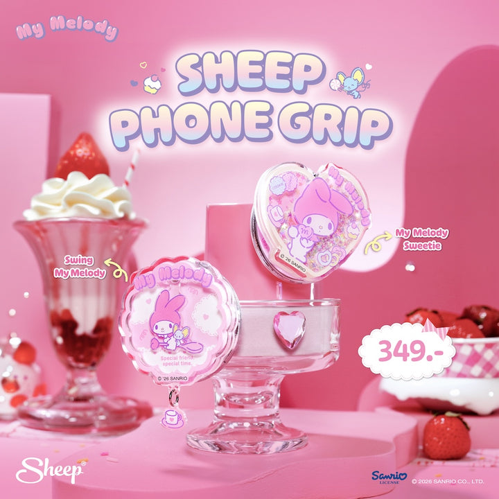 phone grip my melody มายเมโลดี้ ใช้คู่เคส sanrio magsafe griptok ที่แปะมือถือ แกว่ง เขย่าได้ ลิขสิทธิ์แท้ สีชมพู