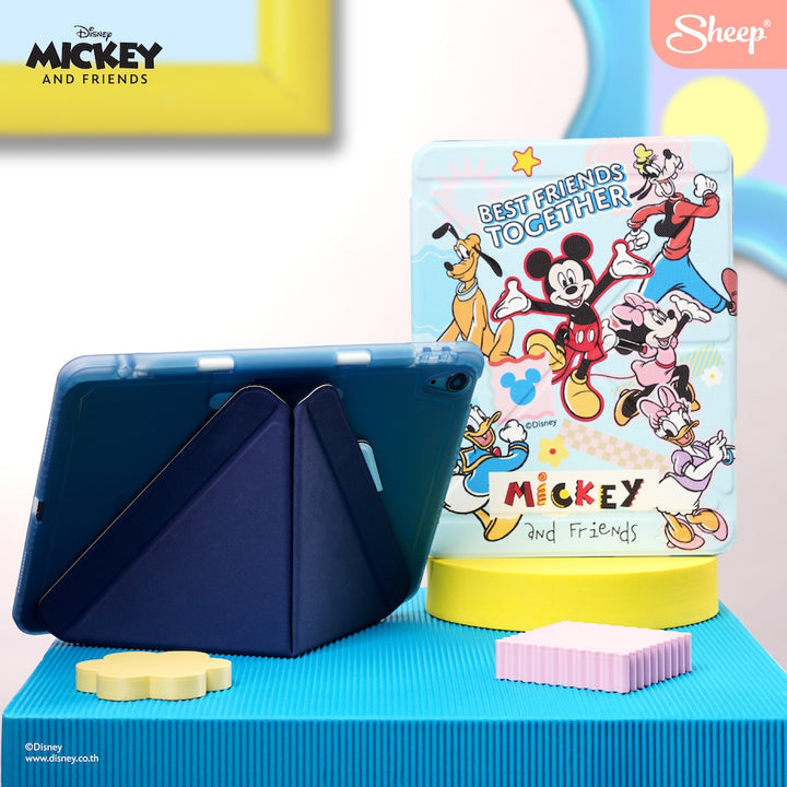 iPad case mickey mouse เคสไอแพด มิคกี้ เมาส์ สีฟ้า พับแนวตั้งได้ น้ำหนักเบา