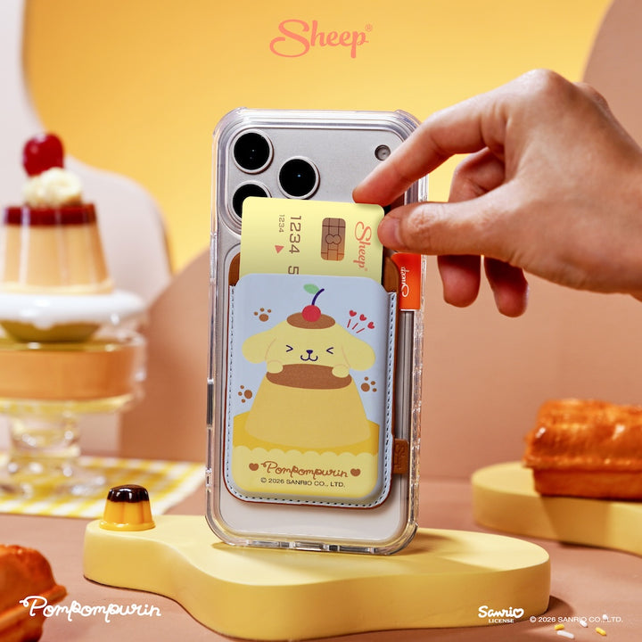 pompompurin magsafe wallet phone accessories ปอมปอมปุริน สีฟ้า น้ำตาล ใช้คู่เคส sanrio ที่ใส่บัตร แปะมือถือ card holder