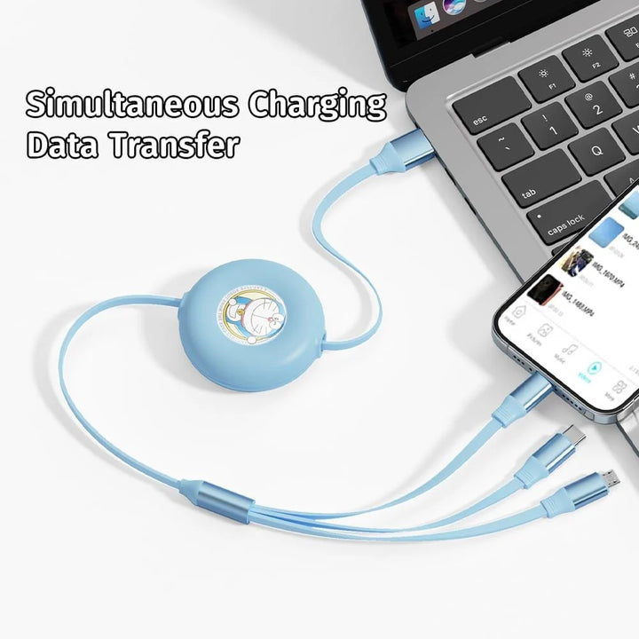 สายชาร์จ 3In1  โดเรม่อน ขนาดพกพา Rock Doraemon อะแดปเตอร์