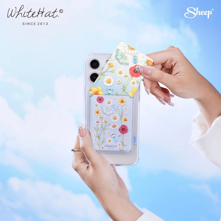เคสไอโฟน ลายดอกไม้ whitehat iPhone Magsafe card holder ใส่บัตร