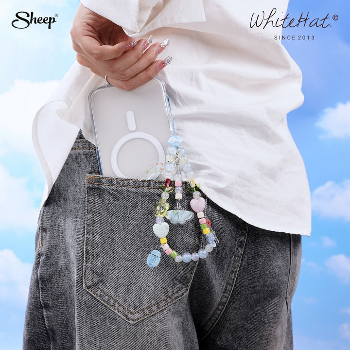 Phone Charm whitehat ของใช้คู่ เคสไอโฟน ลายดอกไม้ สายห้อยโทรศัพท์