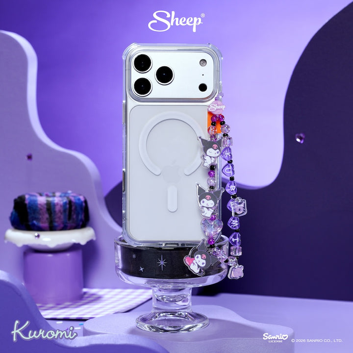 kuromi phone charm คุโรมิ ใช้คู่เคส sanrio ลิขสิทธิ์แท้ ซานริโอ้ accessories สายห้อยมือถือ ลูกปัด สีม่วง ดำ
