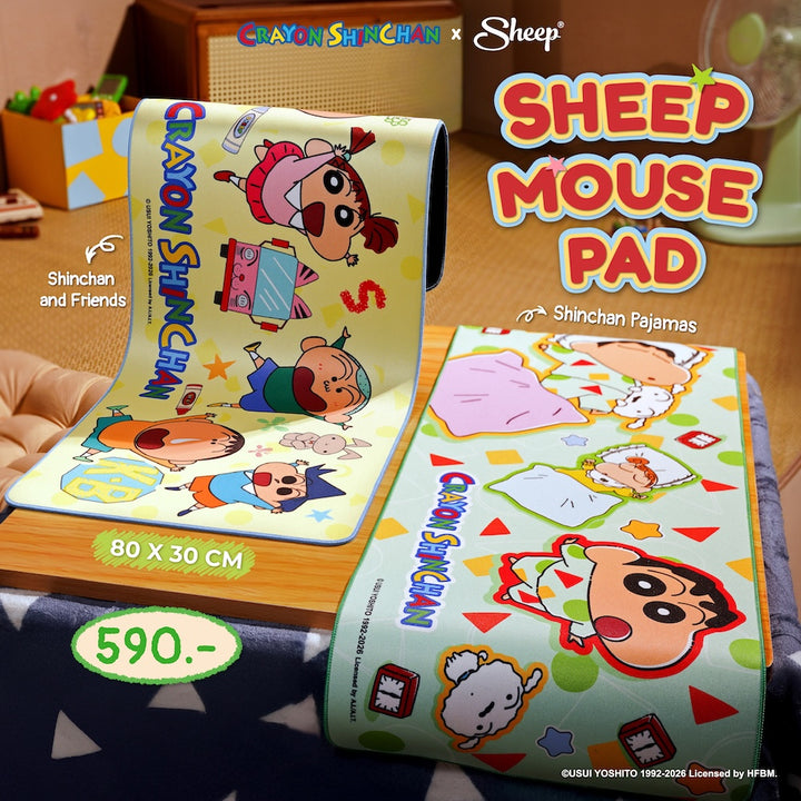 Crayon Shinchan ลิขสิทธิ์แท้ ชินจัง ของแต่งโต๊ะ Mouse Pad แผ่นรองเมาส์ ใหญ่ Pajamas Nohara Himawari Kasukabe Friends
