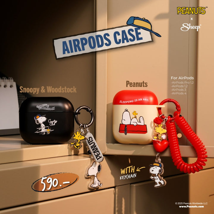 Airpods Peanuts เคส Snoopy เคสแอร์พอต Snoopy แถมพวงกุญแจ