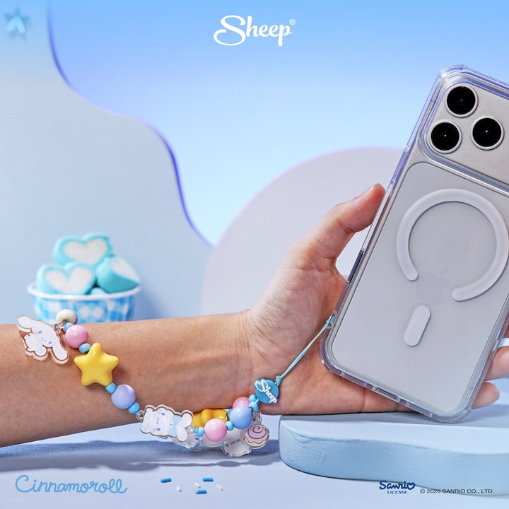 phone charm cinnamoroll สายห้อยมือถือ ซินนามอนโรล ลูกปัด สีฟ้า ใช้คู่เคส sanrio ลิขสิทธิ์แท้ accessories