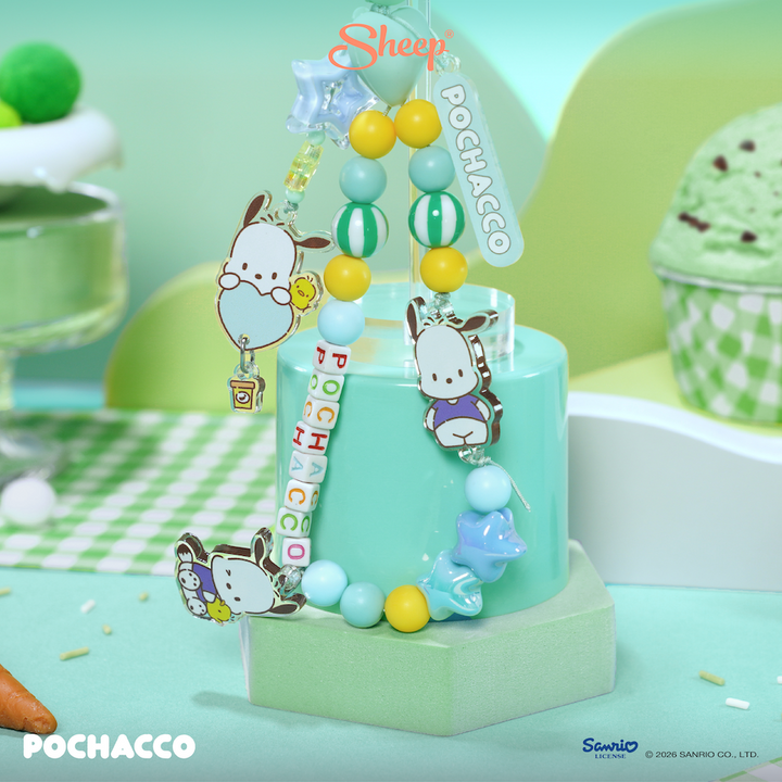สายห้อยมือถือ pochacco สีเขียว sheep phone charm โปเชโกะ ใช้คู่เคส sanrio ลิขสิทธิ์แท้ accessories ซานริโอ้