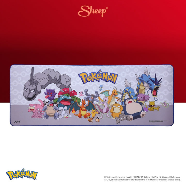 โปเกมอน ลิขสิทธิ์แท้ Pikachu Mouse Pad Pokémon พิคาชู Bulbasaur Charmander Poké Ball Squirtle Eevee แผ่นรองเมาส์ สี ขาว เทา