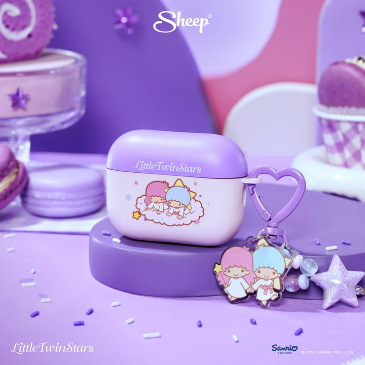 เคสแอร์พอด little twin stars สีม่วง ชมพู airpods case ลิตเติ้ลทวินสตาร์ ลิขสิทธิ์แท้ sanrio ซานริโอ้ แถม พวงกุญแจ keyring