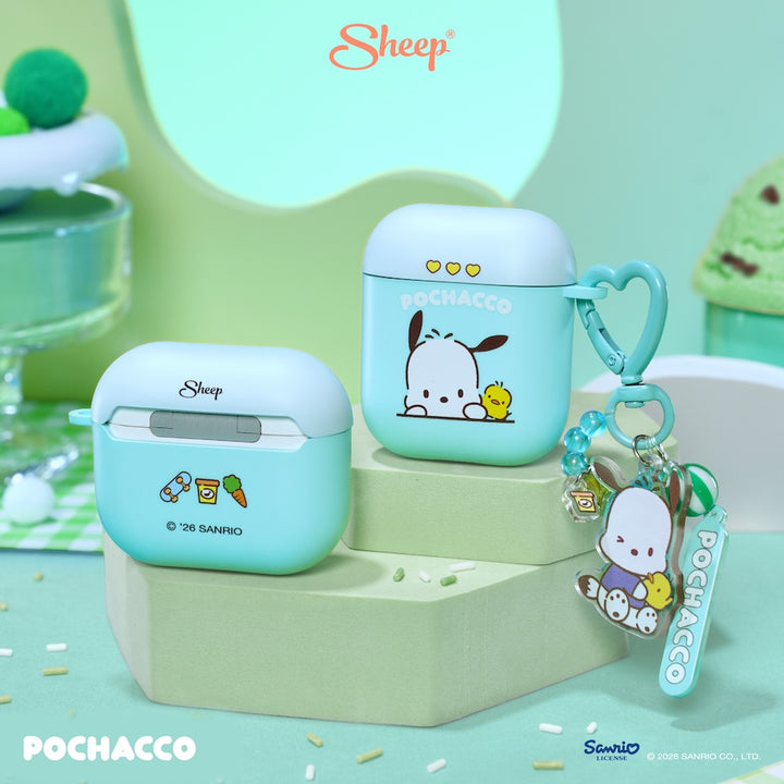 เคสแอร์พอด pochacco สีเขียว ฟ้า airpods case โปเชโกะ ลิขสิทธิ์แท้ sanrio ของแท้ ซานริโอ้ แถม พวงกุญแจ keyring