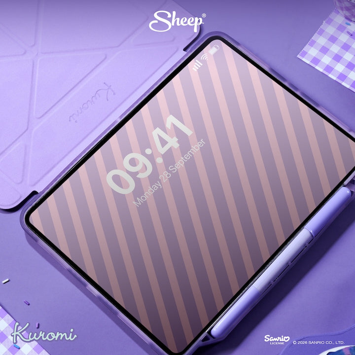 ipad case sanrio kuromi เคสไอแพด คุโรมิ สีม่วง ดำ แถม ปลอกปากกา ลิขสิทธิ์แท้ ซานริโอ้ กันกระแทก กันงอ