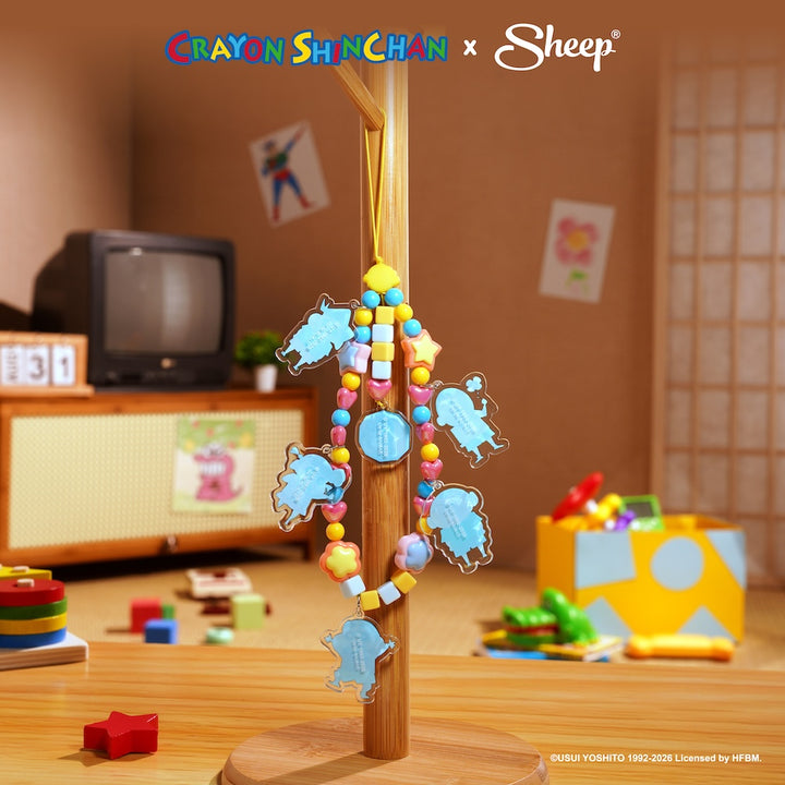 Phone Charm ชินจัง สายห้อยมือถือ Crayon Shinchan สีฟ้า ลูกปัดอะคริลิก 3D ใช้คู่เคส Accessories ดีไซน์ Friends ลิขสิทธิ์แท้