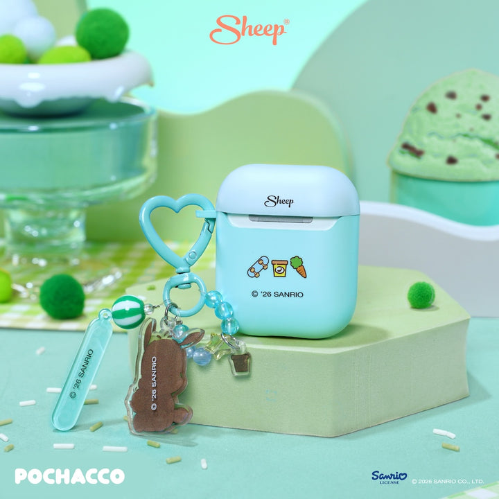 pochacco airpods case พร้อมส่ง ลิขสิทธิ์แท้ sanrio เคสแอร์พอด โปเชโกะ สีเขียว ฟ้า แถม พวงกุญแจ keyring