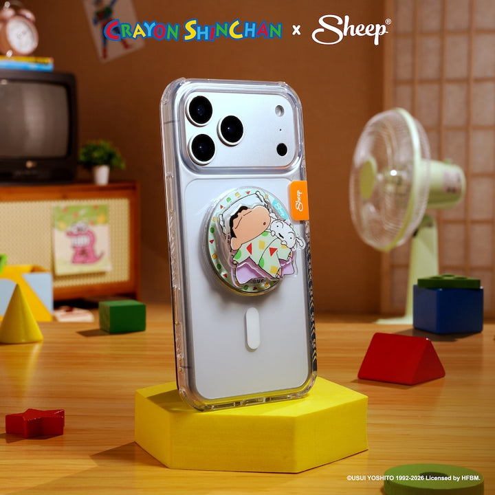 ที่แปะมือถือ Phone Grip ชินจัง ลิขสิทธิ์แท้ Crayon Shinchan สีเขียว ดีไซน์ Pajamas ใช้คู่เคส MagSafe