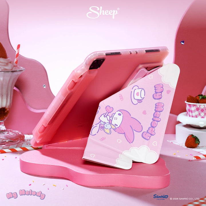 my melody ipad case เคสไอแพด มายเมโลดี้ ซานริโอ้ สีชมพู ขาว ลิขสิทธิ์แท้ sanrio กันกระแทก กันงอ พับ ตั้งได้  แถม ปลอกปากกา