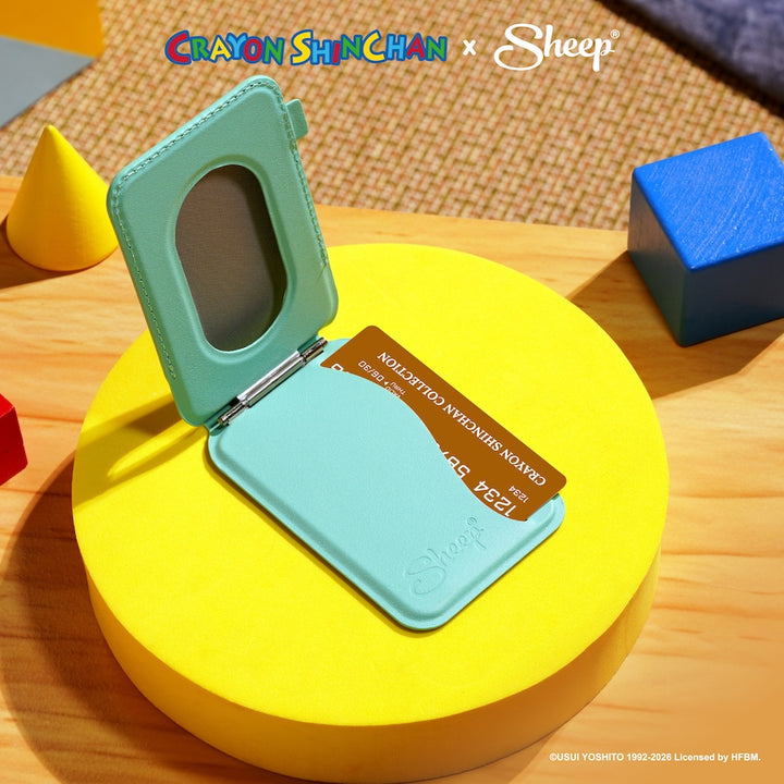 ที่ใส่บัตร แปะมือถือ ใช้คู่เคส wallet magsafe สีเขียว card holder ลิขสิทธิ์แท้ Crayon Shinchan phone accessories