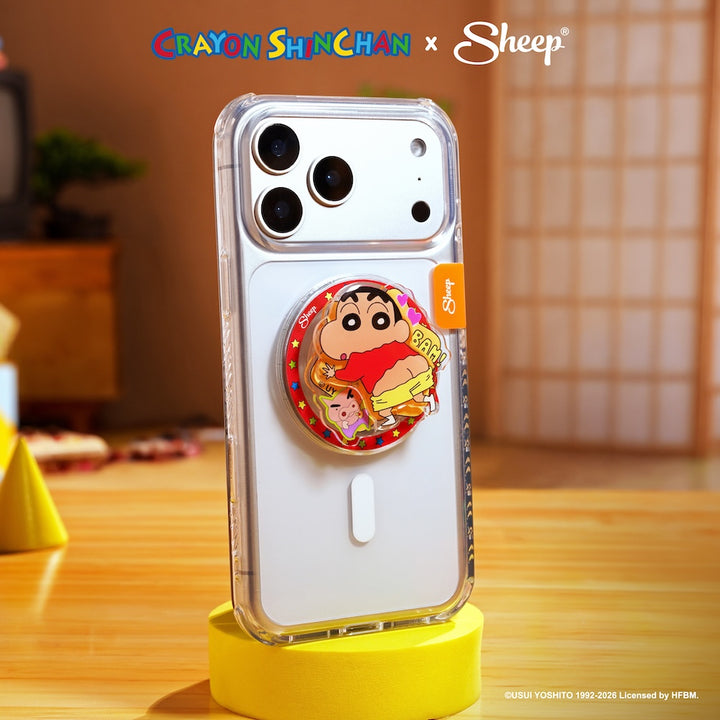 ลิขสิทธิ์แท้ Crayon Shinchan ชินจัง ที่แปะมือถือ สีแดง ดีไซน์ Home ใช้คู่เคส MagSafe Phone Grip