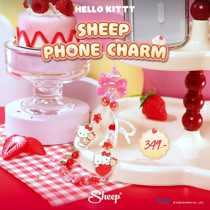 สายห้อยมือถือ hello kitty สีแดง ชมพู sheep phone charm คิตตี้ ใช้คู่เคส sanrio ลิขสิทธิ์แท้ accessories ซานริโอ้