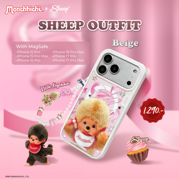 เคส ไอโฟน สีชมพู ม่อนชิชิ monchhichi beige มอนชิชิ เบจ ทอง iphone case sheep outfit