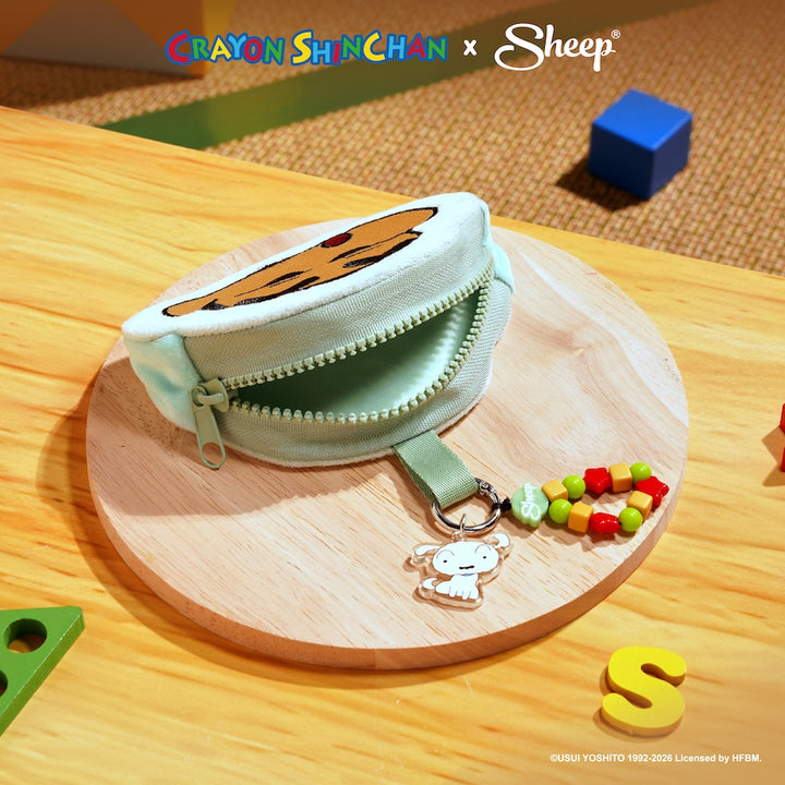 crayon shinchan พวงกุญแจกระเป๋า เครยอน ชินจัง จอมแก่น สีเขียว ฟ้า mini gadget bag ห้อยกระเป๋า หมา ชิโร่ shiro