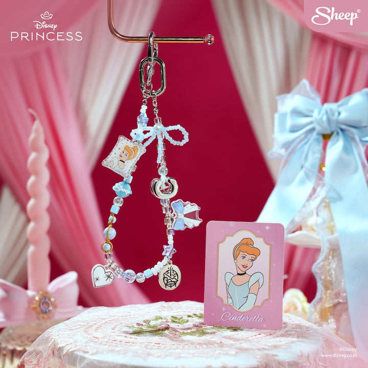Cinderella ซินเดอเรลลา ลิขสิทธิ์แท้ Disney Princess กล่องสุ่ม blind box สายห้อย มือถือ Phone Charm เจ้าหญิง สีฟ้า น่ารัก