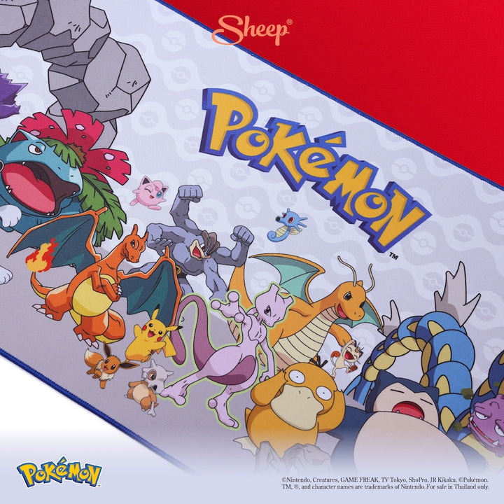 แผ่นรองเมาส์ สี ขาว เทา Mouse Pad Pokémon โปเกมอน ลิขสิทธิ์แท้ Pikachu พิคาชู Bulbasaur Charmander Poké Ball Squirtle Eevee
