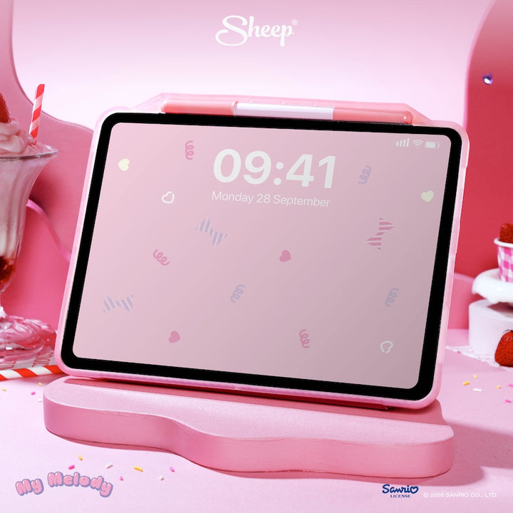 เคสไอแพด my melody ipad case มายเมโลดี้ ลิขสิทธิ์แท้ sanrio กันกระแทก กันงอ แถม ปลอกปากกา ซานริโอ้ พับได้ แนวตั้ง นอน