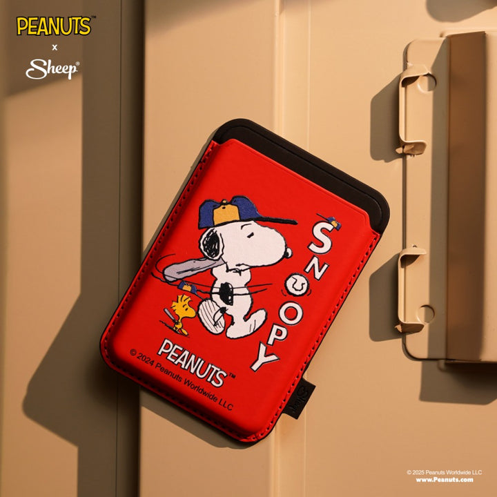 Card Holder Snoopy Magsafe Wallet Peanuts Snoopy ตีเบสบอล