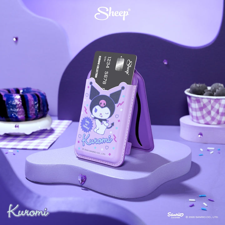phone wallet stand kuromi เคสใส่บัตร กาง ตั้งได้ คุโรมิ สีม่วง ลิขสิทธิ์แท้ sanrio ซานริโอ้ accessories magsafe แปะมือถือ