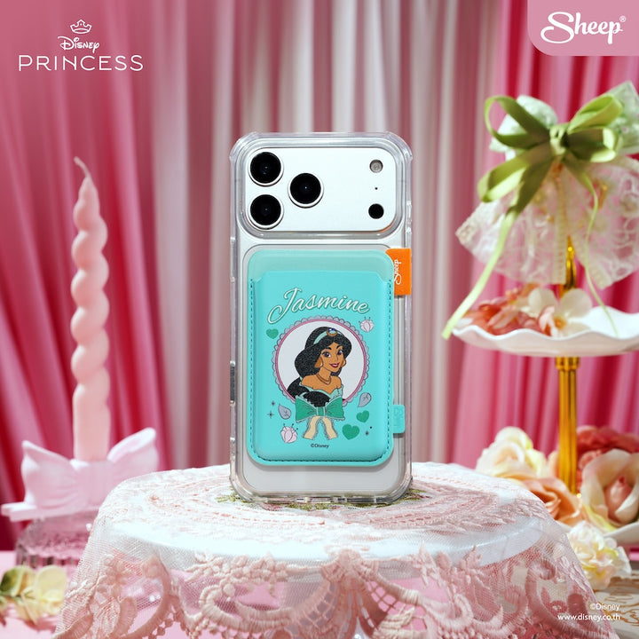 เจ้าหญิงดิสนีย์ jasmine phone wallet disney princess ที่ใส่บัตร แปะมือถือ accessories card holder สีเขียว