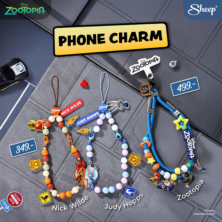สายห้อยมือถือ นิค จูดี้ ซูโทเปีย ลูกปัด เชือก charm zootopia phone accessories ลิขสิทธิ์แท้ disney
