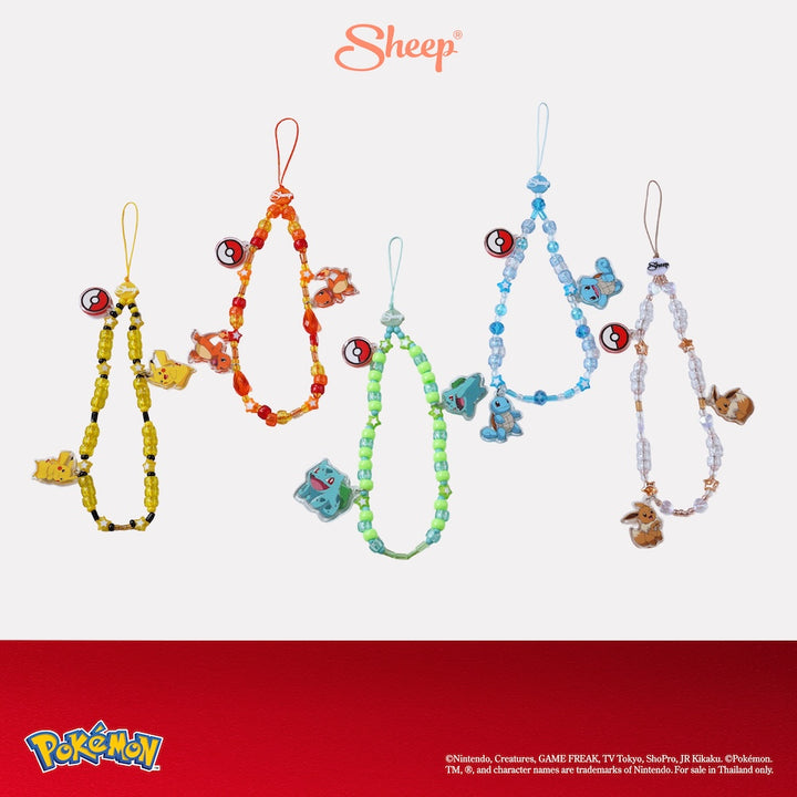 Phone Charm Pokémon โปเกมอน ลิขสิทธิ์แท้ Pikachu พิคาชู Bulbasaur Charmander Poké Ball Squirtle Eevee สายห้อย มือถือ