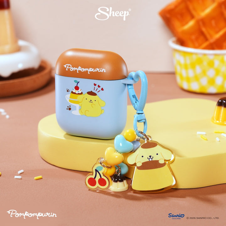 pompompurin airpods case พร้อมส่ง ลิขสิทธิ์แท้ sanrio เคสแอร์พอด ปอมปอมปูริน สีฟ้า น้ำตาล แถม พวงกุญแจ keyring